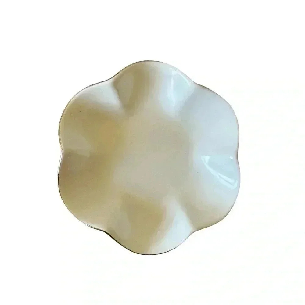 Porcelain Jewelry Candy Trinket  Ivory Scallop Plate